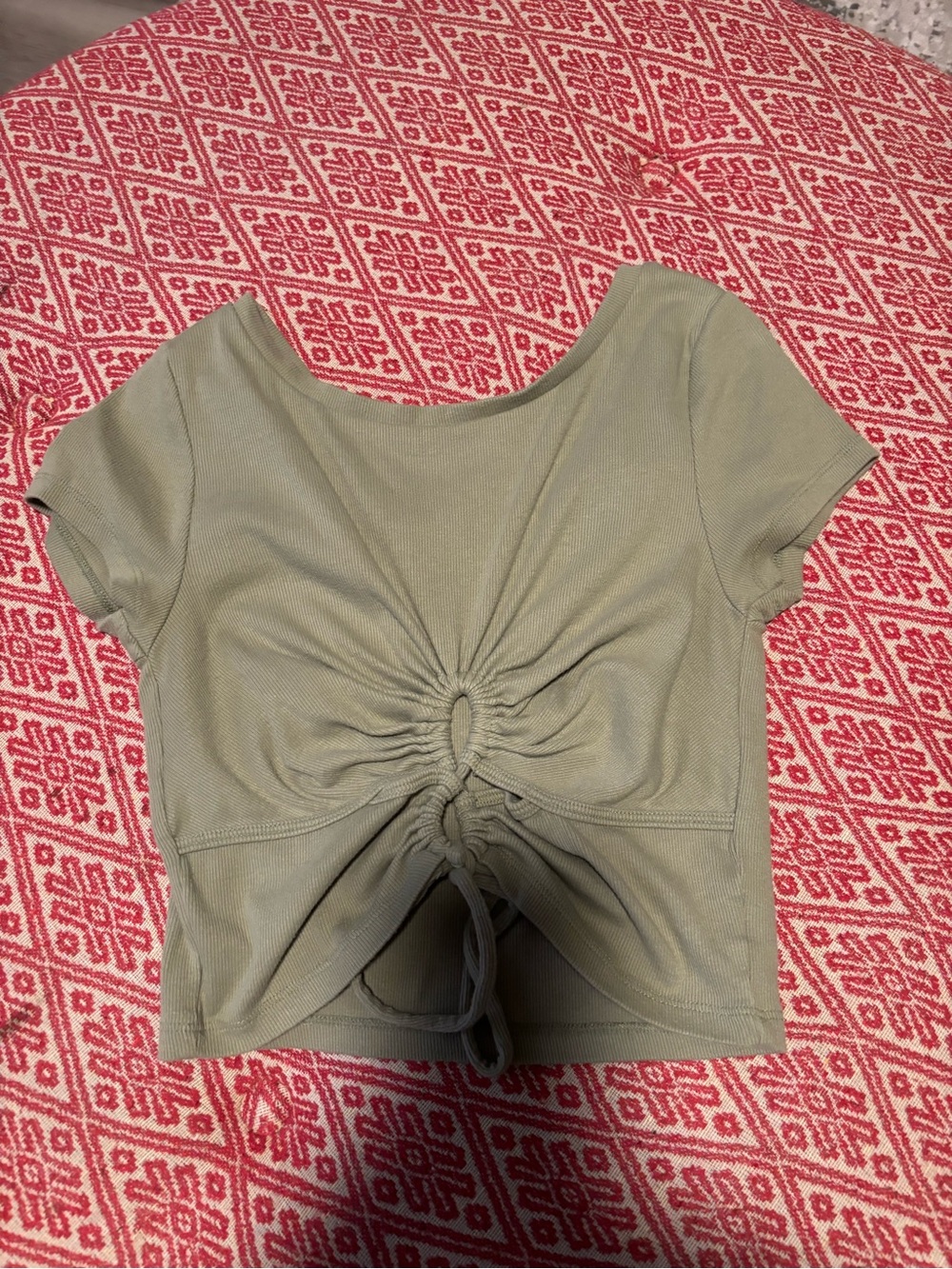 Olive Drawstring Front Crop Top